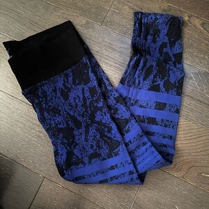 NUX Women's Blue and Black Patterned Leggings